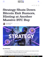 Strategy Shuts Down Bitcoin Exit Rumors, Hinting at Another Massive BTC Buy