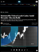 Immutable Token Leads Gains Amid Broader Altcoin Rally - Decrypt