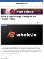 Whale.io Says Goodbye to Telegram and Focuses on Web - TheNewsCrypto