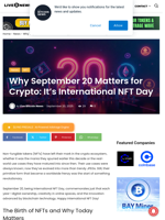 Why September 20 Matters for Crypto: It’s International NFT Day | Live Bitcoin News