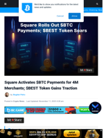 Square Rolls Out BTC Payments for Over 4M Merchants: Best Wallet Token in the Spotlight