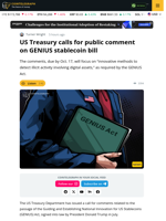 US Treasury Calls For Public Comment On GENIUS Stablecoin Bill