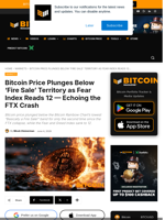 Bitcoin Price Plunges Below 'Fire Sale' Territory As Fear Index Reads 12 — Echoing The FTX Crash