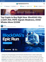 Top Crypto to Buy Right Now: BlockDAG Hits 2,520% ROI, PEPE Signals Weakness, DOGE Whales Move $230M