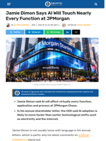 Jamie Dimon Says AI Will Touch Nearly Every Function at JPMorgan - Crypto News Flash