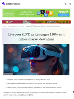 Livepeer (LPT) price surges 150% as it defies market downturn - CoinJournal