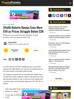 Vitalik Buterin Dumps Even More ETH as Prices Struggle Below $2K