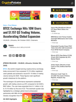 BTCC Exchange Hits 10M Users and $1.15T Q3 Trading Volume, Accelerating Global Expansion