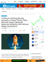 Is Bitcoin Getting Boring Actually A Good Thing? Why Michael Saylor Believes Reduced Volatility Will Attract Mega Institutions ⋆ ZyCrypto