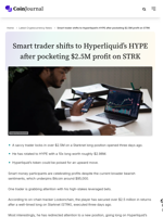 Smart trader shifts to Hyperliquid’s HYPE after pocketing $2.5M profit on STRK - CoinJournal