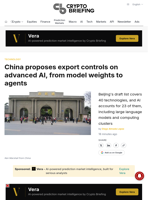 China proposes export controls on advanced AI, from model weights to agents