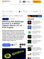Bitmine ETH Holdings Exceed 2.4 Million Tokens Worth 2% of ETH Supply – Crypto News Bitcoin News