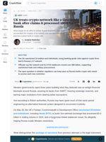 UK treats crypto network like a sanctioned bank after claims it processed $90B for Russia