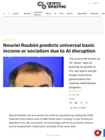 Nouriel Roubini predicts universal basic income or socialism due to AI disruption