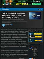 Top 5 Exchange Tokens to Watch in 2025 — And One Backed by a TradFi | CoinGape