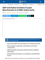 S&P and Kaiko Combine Crypto Benchmarks in 4,000-Index Suite - Crypto News Flash
