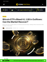 Bitcoin ETFs Bleed $1.11B in Outflows: Can the Market Recover? - CoinCentral