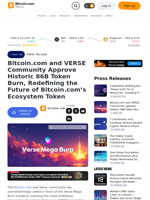 Bitcoin.com and VERSE Community Approve Historic 86B Token Burn, Redefining the Future of Bitcoin.com’s Ecosystem Token – Press release Bitcoin News