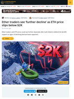 Ethereum Loses $2K as Traders Expect a Deeper Correction in ETH Price