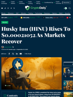 Husky Inu (HINU) Rises To $0.00021052 As Markets Recover - Crypto Daily