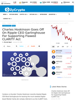 Charles Hoskinson Goes Off On Ripple CEO Garlinghouse For Supporting Flawed CLARITY Act ⋆ ZyCrypto