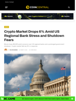 Crypto Market Drops 6% Amid US Regional Bank Stress