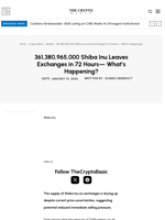 361,380,965,000 Shiba Inu Leaves Exchanges in 72 Hours— What’s Happening?