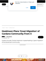 Hoskinson Plans 'Great Migration' of Cardano Community From X - U.Today