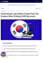 South Korea’s Jeju Seizes Crypto From Tax Evaders After Probing 3,000 Accounts