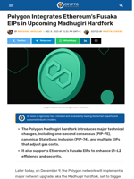 Polygon Integrates Ethereum’s Fusaka EIPs In Madhugiri Hardfork