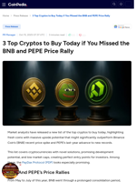 Top Cryptos to Buy, Top Cryptos to Buy Today, BNB, PEPE Price, PEPE