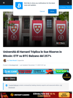 Università di Harvard Triplica le Sue Riserve in Bitcoin: ETF su BTC Balzano del 257% | Bitcoinist.com
