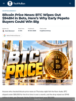 Bitcoin Price News: BTC Wipes Out $948M in Bets, Here’s Why Early Pepeto Buyers Could Win Big - TechBullion