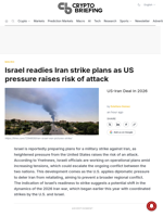 Israel readies Iran strike plans as US pressure raises risk of attack