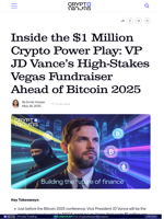 Inside the $1 Million Crypto Power Play: VP JD Vance’s High-Stakes Vegas Fundraiser Ahead of Bitcoin 2025