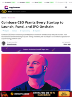 Coinbase CEO Wants Every Startup to Launch, Fund, and IPO Onchain