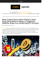 New Crypto Forms Rare Pattern Seen Only Once Before When It Triggered 28000% Shiba Inu (SHIB) Rally in 50 Days