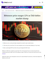 Bittensor price surges 12% as TAO defies market slump - CoinJournal