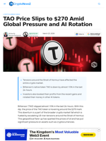 TAO Price Drops to $270 Amid Global Pressure & AI Rotation