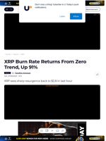 XRP Burn Rate Returns From Zero Trend, Up 91% - U.Today