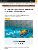 EU Sanctions Crypto Network With Russian Ties