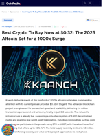 Best Crypto To Buy Now at $0.32: The 2025 Altcoin Set for a 1000x Surge