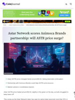 Astar Network scores Animoca Brands partnership: will ASTR price surge? - CoinJournal