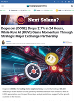 Dogecoin (DOGE) Drops 2.7% in 24 Hours, While Ruvi AI (RUVI) Gains Momentum Through Strategic Major Exchange Partnership