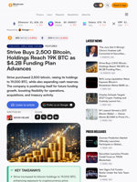 Strive Buys 2,500 Bitcoin, Holdings Reach 19K BTC as $4.2B Funding Plan Advances