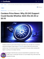 Cardano Price News: Why $0.243 Support Could Decide Whether ADA Hits $0.30 or $0.10