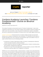 Cardano Academy Launches 