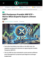 SEC Postpones Franklin XRP ETF – Here’s When Experts Expect a Green Light - Crypto News Flash