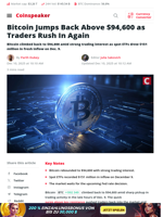 Bitcoin Jumps Back Above $94,600 as Traders Rush In Again - Coinspeaker