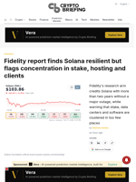 Fidelity report finds Solana resilient but flags concentration in stake, hosting and clients